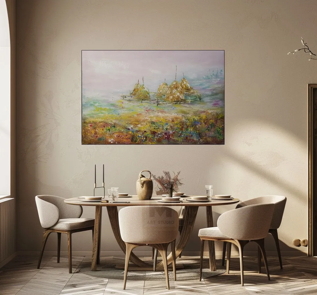 Meadow Landscape Oil Painting — original impressionist oil painting by Volodymyr Myriyevskyy, 16'' x 24'' (40cm x 60cm — photo 5