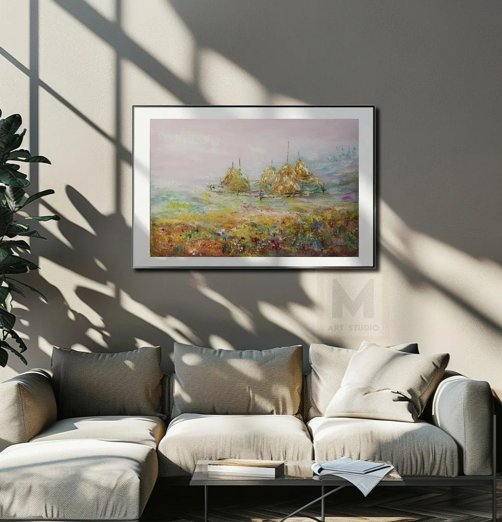 Meadow Landscape Oil Painting — original impressionist oil painting by Volodymyr Myriyevskyy, 16'' x 24'' (40cm x 60cm — photo 6