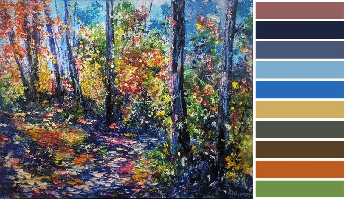 Purple Forest Original Oil Painting — original impressionist oil painting by Volodymyr Myriyevskyy, 20'' x 16'' (40cm x 50cm — photo 3