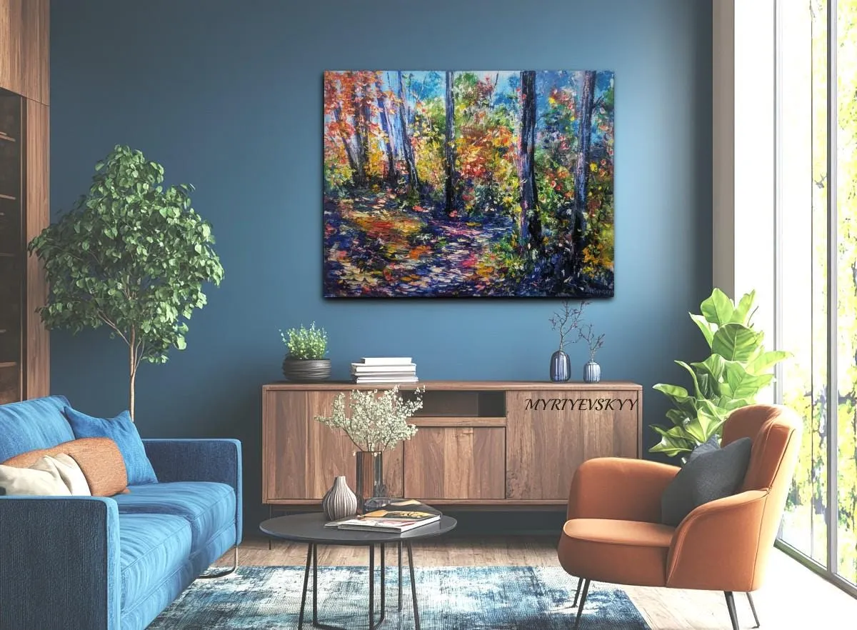 Purple Forest Original Oil Painting — original impressionist oil painting by Volodymyr Myriyevskyy, 20'' x 16'' (40cm x 50cm — photo 4