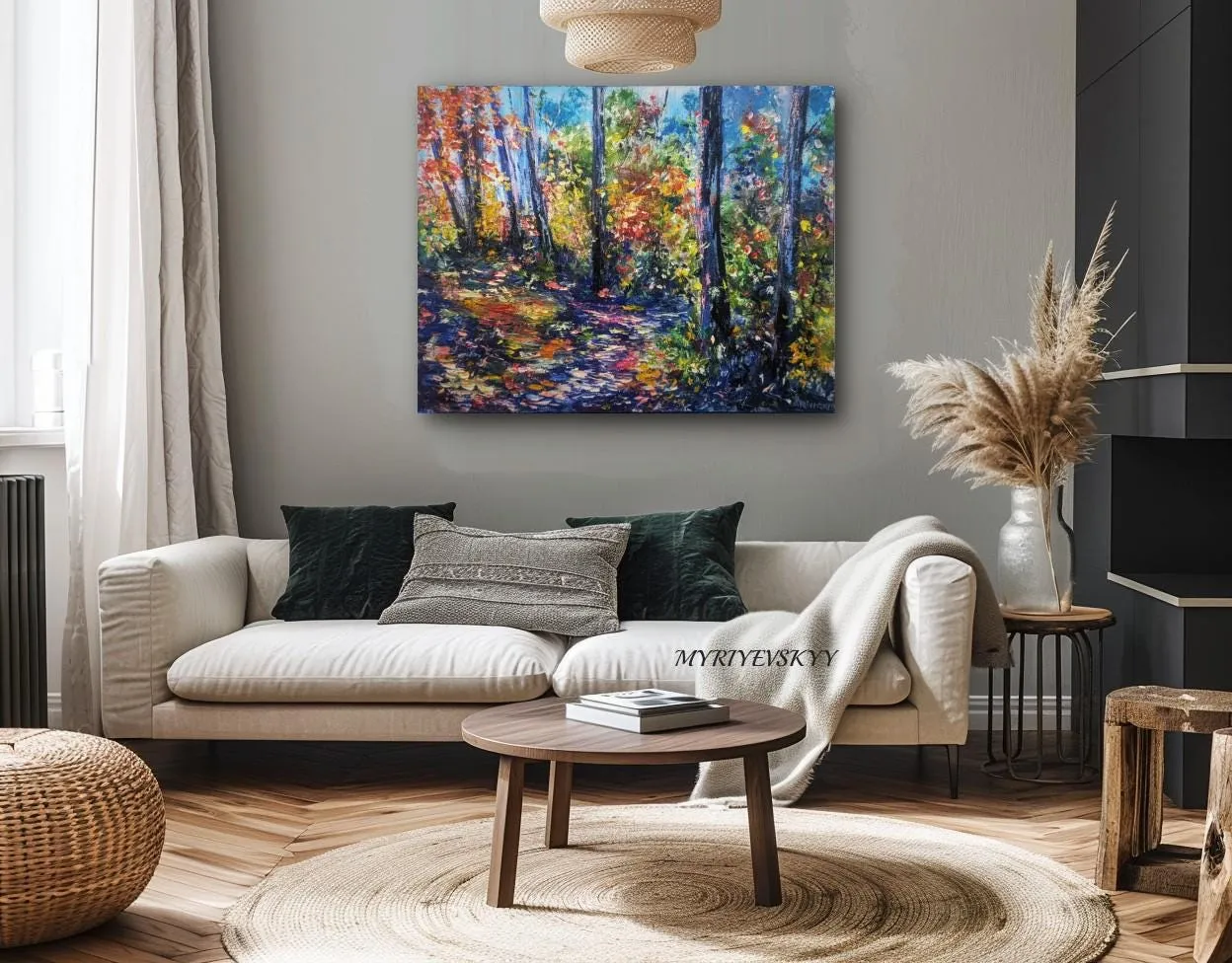 Purple Forest Original Oil Painting — original impressionist oil painting by Volodymyr Myriyevskyy, 20'' x 16'' (40cm x 50cm — photo 6