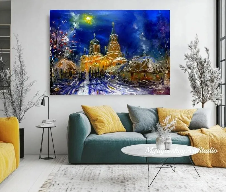 Old Village Church — original impressionist oil painting by Volodymyr Myriyevskyy, 28''x20'' (50x70cm) — photo 5