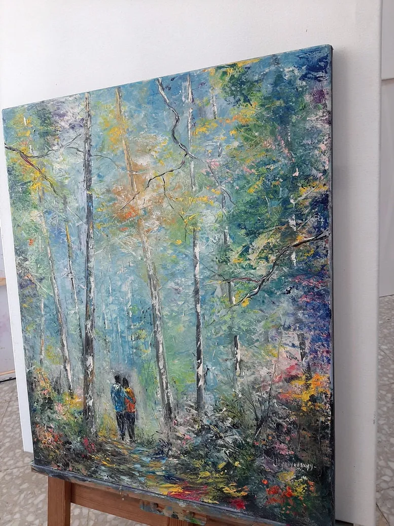 Romantic stroll — original impressionist oil painting by Volodymyr Myriyevskyy, 24'' x 20'' (60 x 50 cm) — photo 6