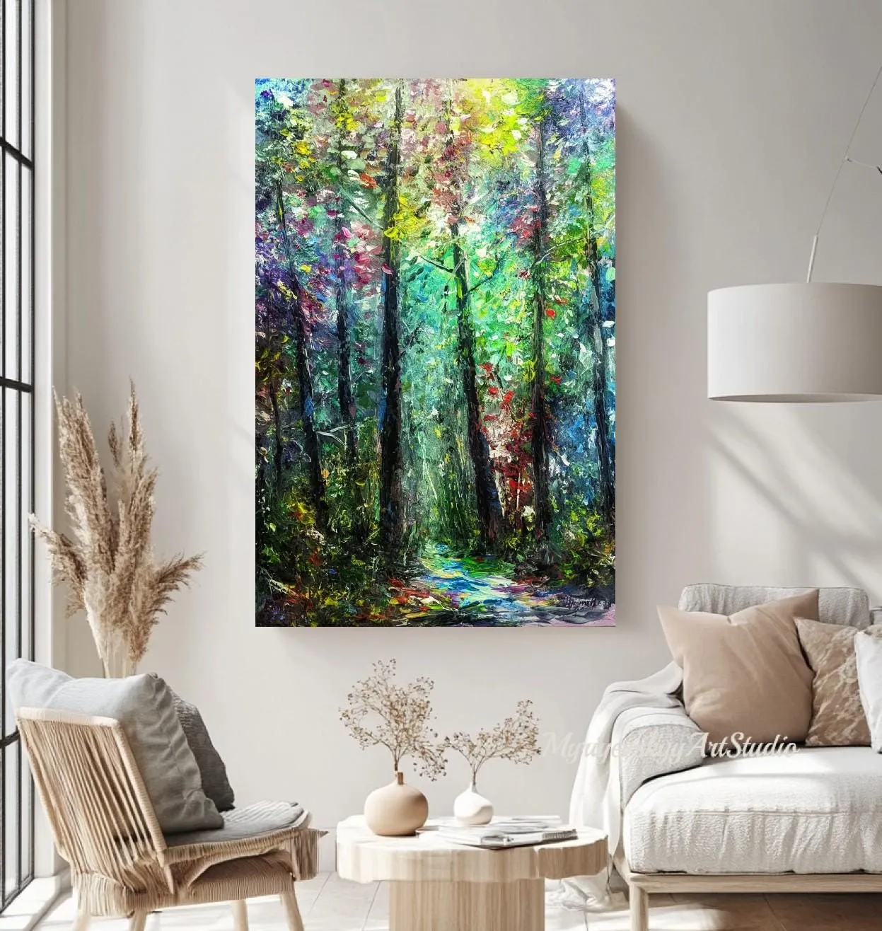 Emerald Forest Trail — original impressionist oil painting by Volodymyr Myriyevskyy, 16''x24'' / 40x60 cm — photo 5