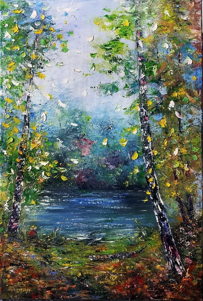 Small fisherman — original impressionist oil painting by Volodymyr Myriyevskyy, 16''x 24'' (40 x 60cm)