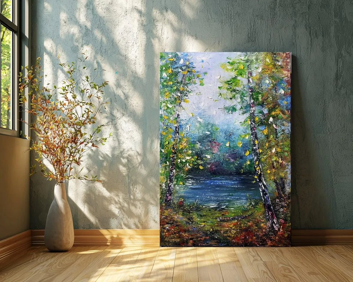 Small fisherman — original impressionist oil painting by Volodymyr Myriyevskyy, 16''x 24'' (40 x 60cm) — photo 3