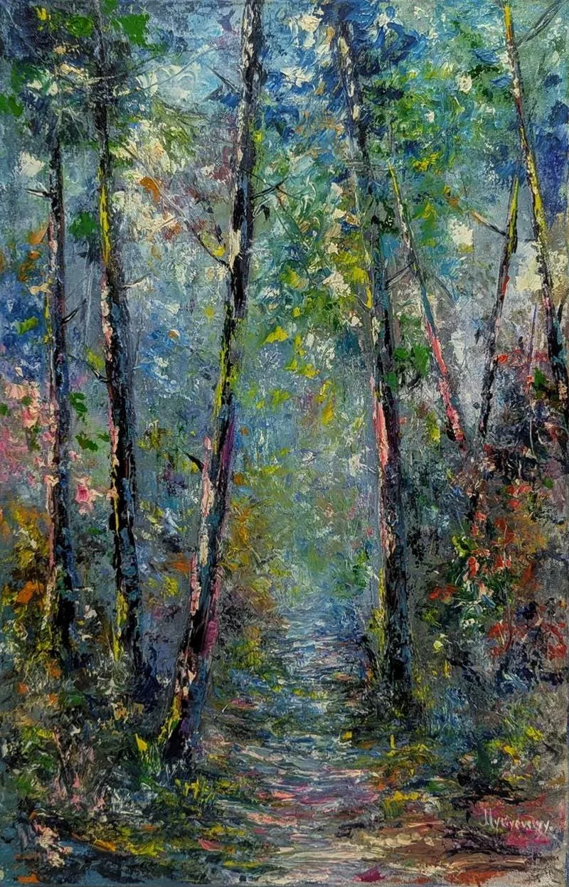 Path to a forest fairy tale — original impressionist oil painting by Volodymyr Myriyevskyy, 16'' x 24'' (60 cm x 40 cm)