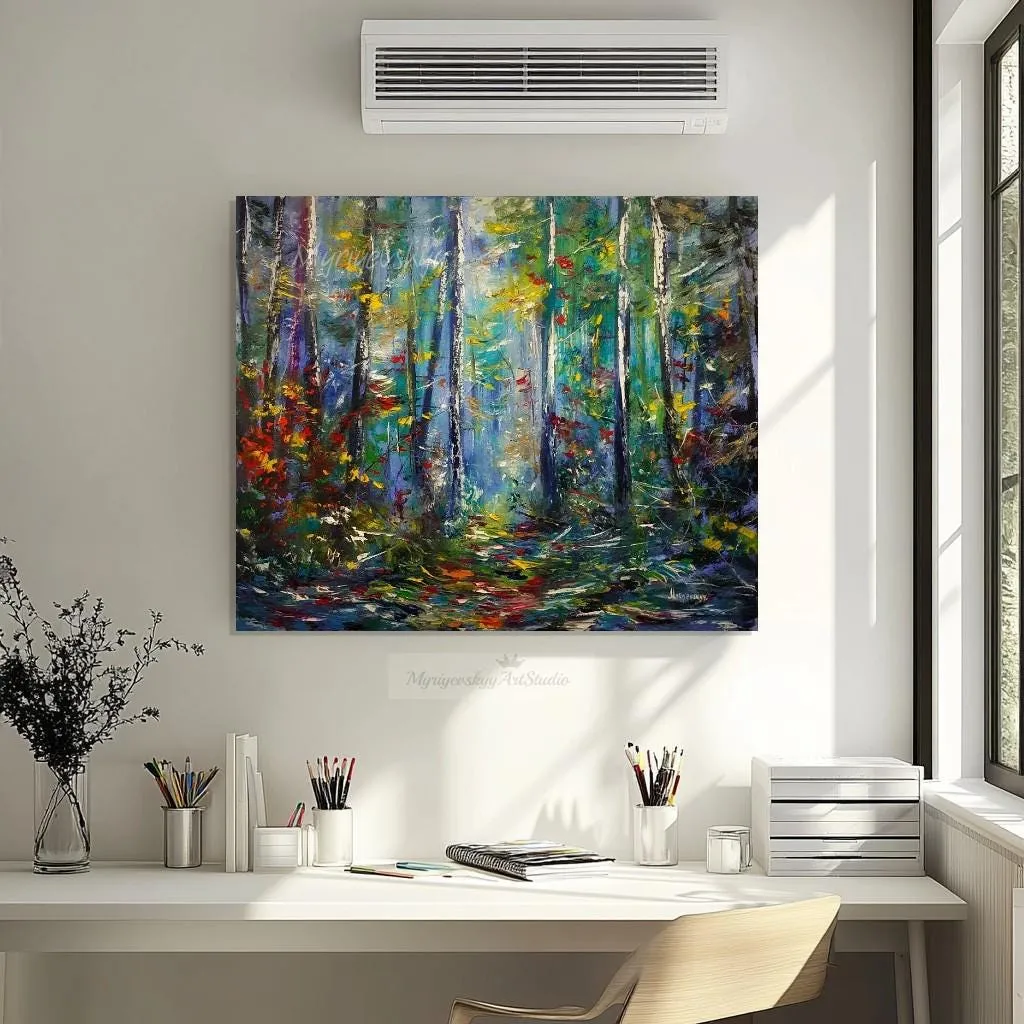 Emerald Forest Light — original impressionist oil painting by Volodymyr Myriyevskyy, 24'' x 20'' (60x50 cm) — photo 2