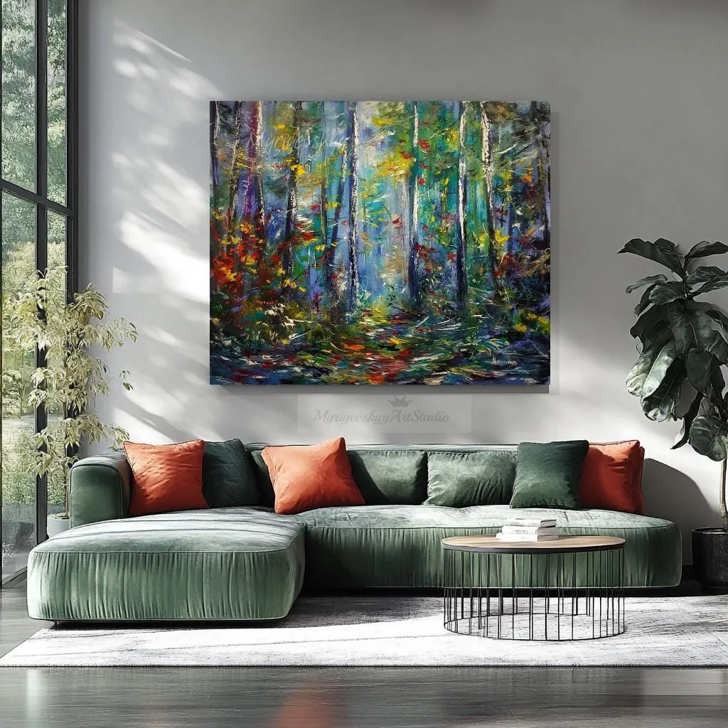 Emerald Forest Light — original impressionist oil painting by Volodymyr Myriyevskyy, 24'' x 20'' (60x50 cm) — photo 3