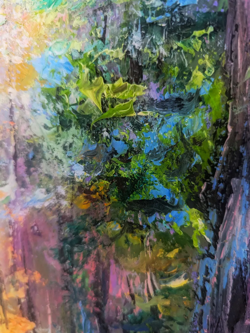 Forest Serenity — original impressionist oil painting by Volodymyr Myriyevskyy, 28'' x 20'' (70 x 50 cm), horizontal orientation — photo 2