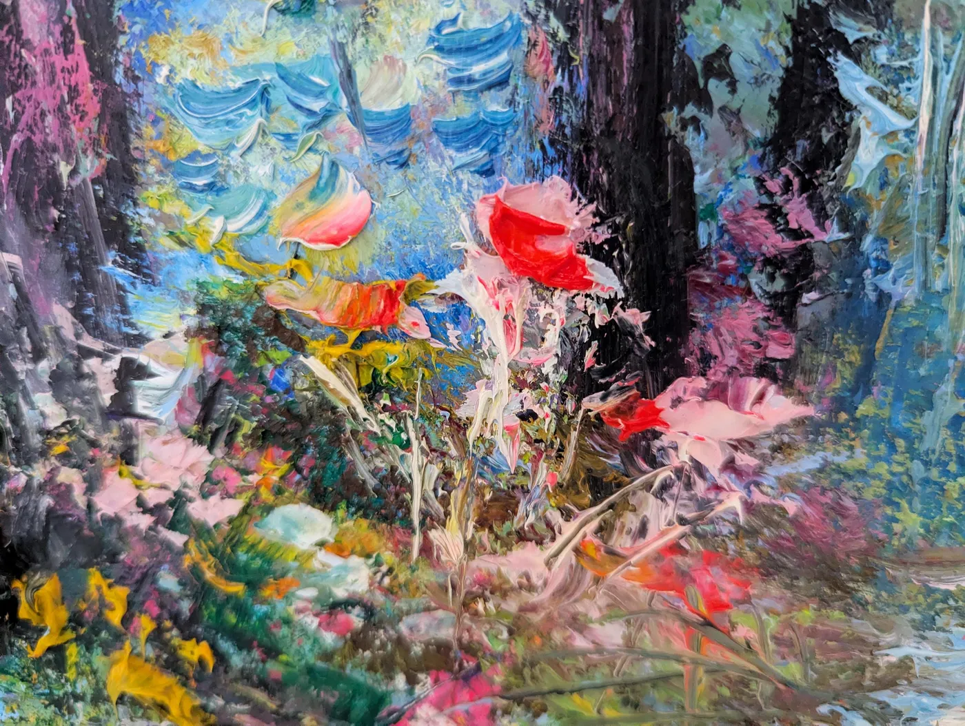 Forest Serenity — original impressionist oil painting by Volodymyr Myriyevskyy, 28'' x 20'' (70 x 50 cm), horizontal orientation — photo 3