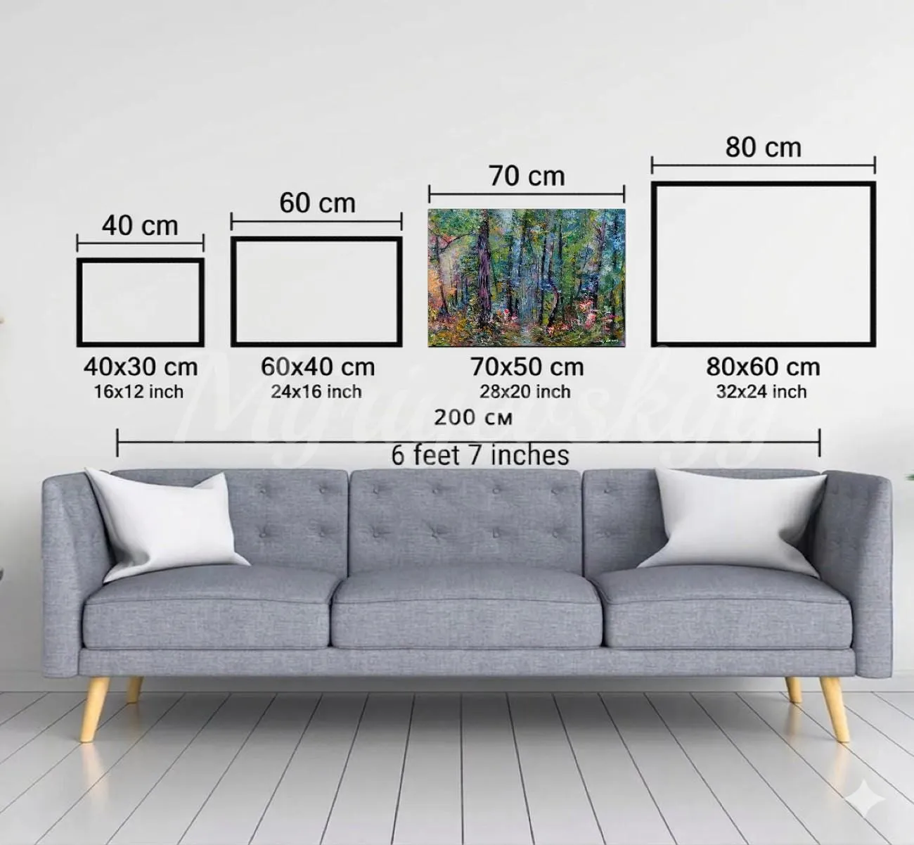 Forest Serenity — original impressionist oil painting by Volodymyr Myriyevskyy, 28'' x 20'' (70 x 50 cm), horizontal orientation — photo 6