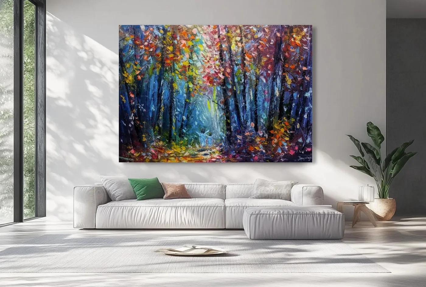 Angelic Light in the Forest — original impressionist oil painting by Volodymyr Myriyevskyy, 28'' x 20'' (70 x 50 cm) — photo 3