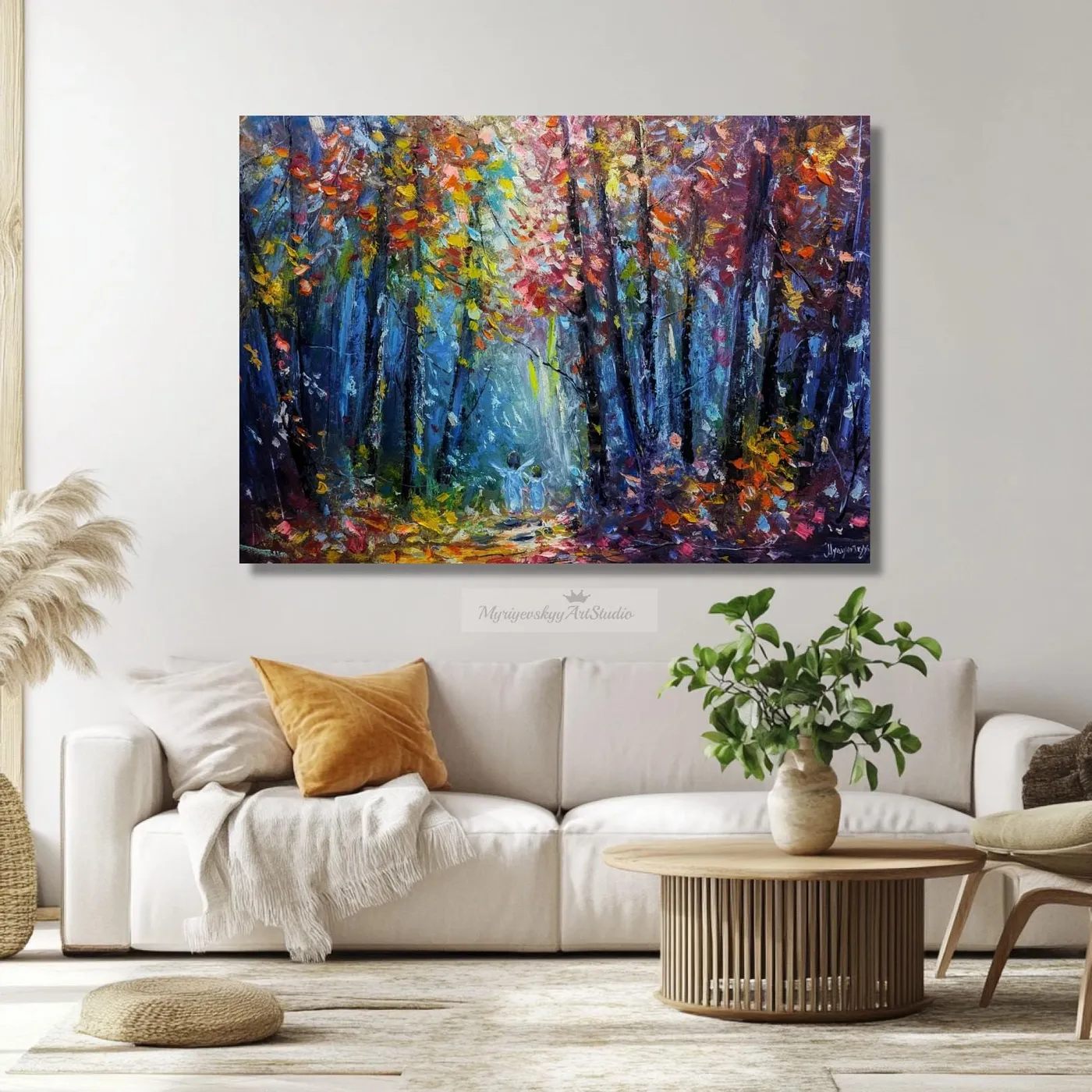 Angelic Light in the Forest — original impressionist oil painting by Volodymyr Myriyevskyy, 28'' x 20'' (70 x 50 cm) — photo 6