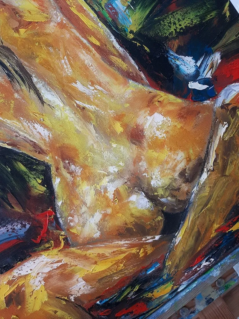 Erotic fantasy — original impressionist oil painting by Volodymyr Myriyevskyy, 20'' x 24'' (60 x 50cm)