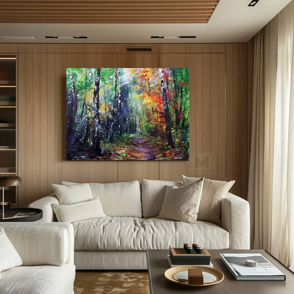 Colorful Woods Walk — original impressionist oil painting by Volodymyr Myriyevskyy, 32''x24'' / 60x80cm — photo 3