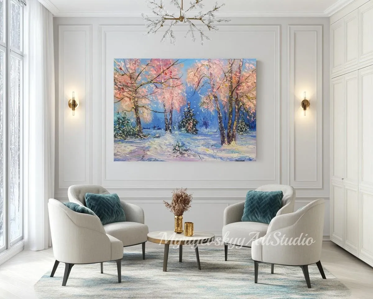 Frosty morning — original impressionist oil painting by Volodymyr Myriyevskyy, 28"х20" (50x70 cm) — photo 2