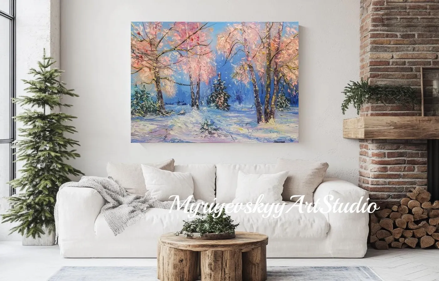 Frosty morning — original impressionist oil painting by Volodymyr Myriyevskyy, 28"х20" (50x70 cm) — photo 4