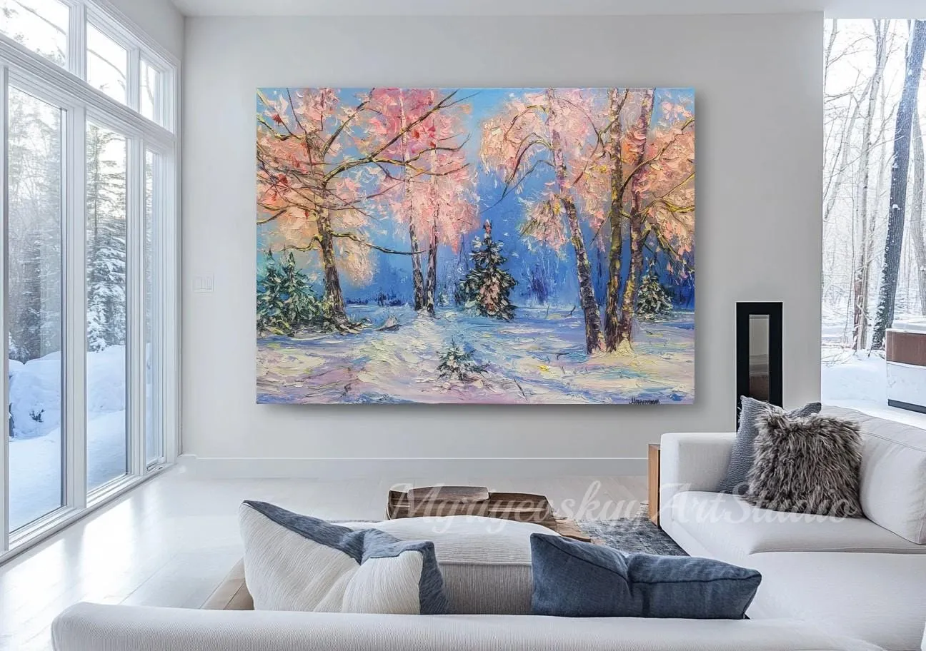 Frosty morning — original impressionist oil painting by Volodymyr Myriyevskyy, 28"х20" (50x70 cm) — photo 5