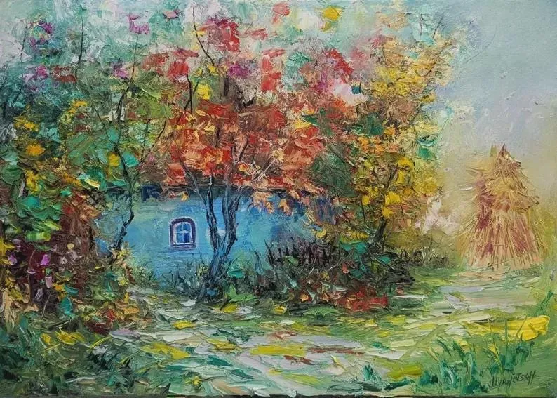 Countryside Landscape — original impressionist oil painting by Volodymyr Myriyevskyy, 28"х20" (70x50 cm)