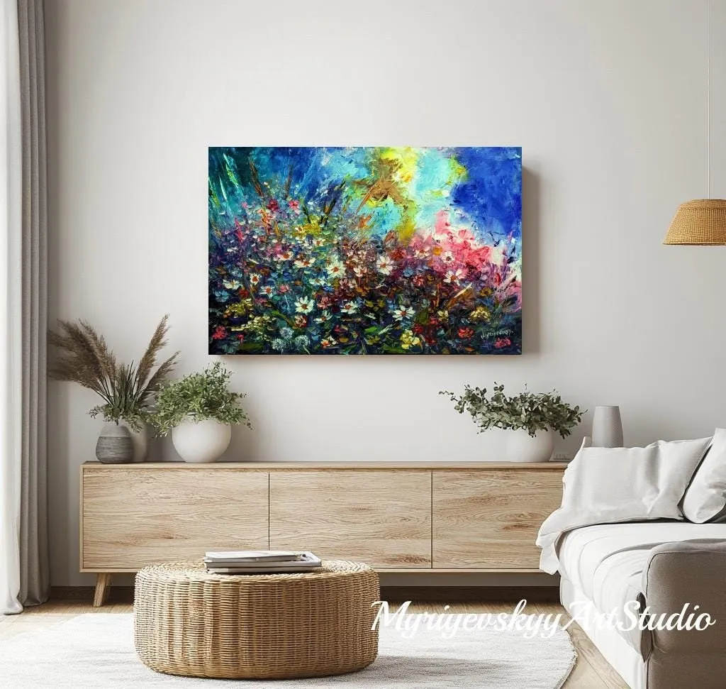 Wildflowers — original impressionist oil painting by Volodymyr Myriyevskyy, 24"х16" (40x60 cm) — photo 2