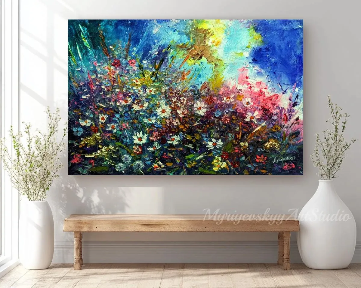 Wildflowers — original impressionist oil painting by Volodymyr Myriyevskyy, 24"х16" (40x60 cm) — photo 3