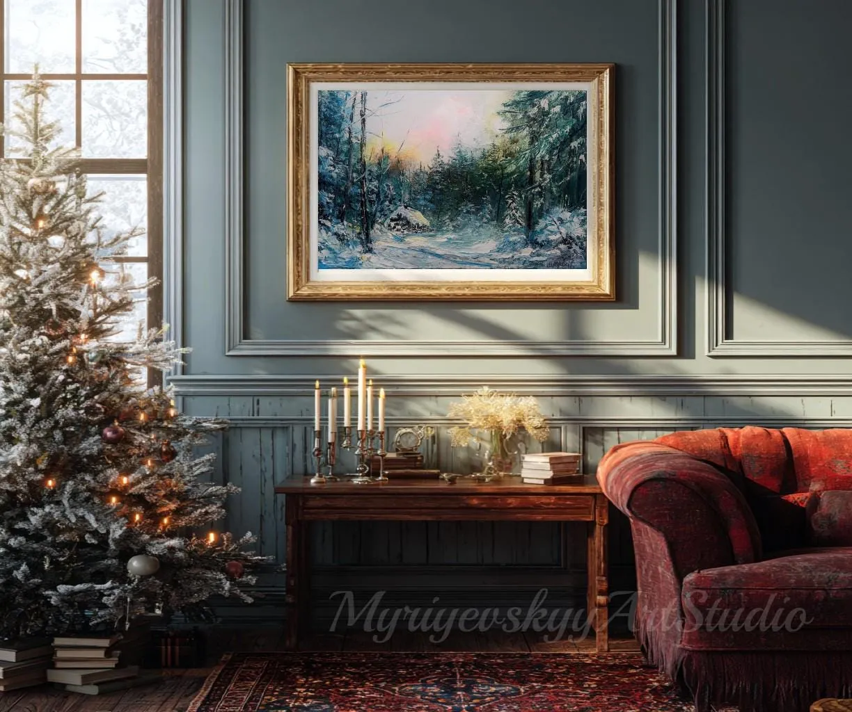 Winter Evening in the Forest — original impressionist oil painting by Volodymyr Myriyevskyy, 24" х 16" ( 60x40cm) — photo 6
