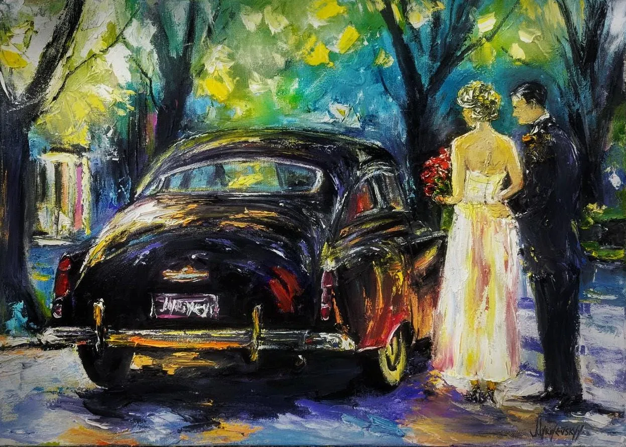 Classic Elegance — original impressionist oil painting by Volodymyr Myriyevskyy, 28'' x 20'' (70 cm x 50 cm)