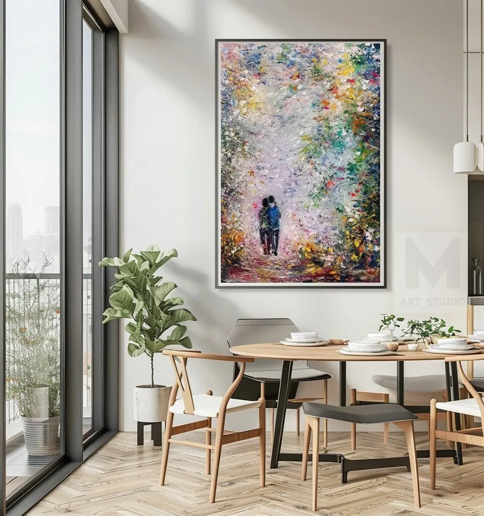 Romantic walk — original impressionist oil painting by Volodymyr Myriyevskyy, 23.62'' x 15.75'' ( 60 cm x 40 cm ) — photo 2