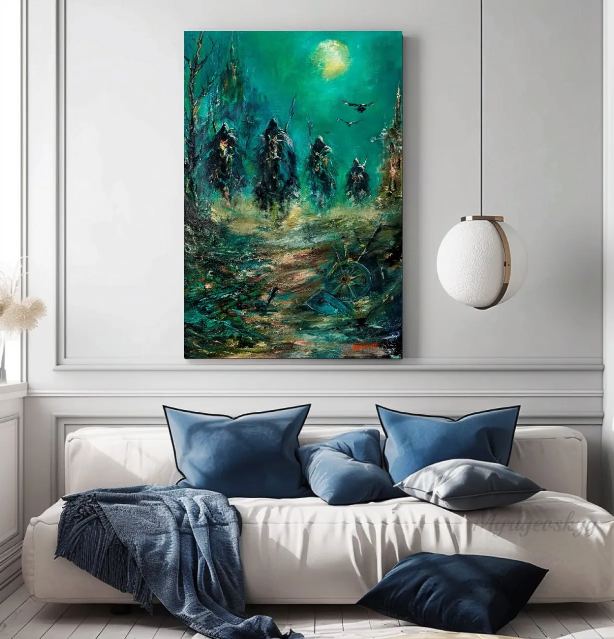 Dark Fantasy Riders Painting, Four Horsemen Apocalypse WallArt, Mysterious Medieval, Gothic Impressionist Artwork — original impressionist oil painting by Volodymyr Myriyevskyy, 16'' x 24'' (40 x 60cm) — photo 7