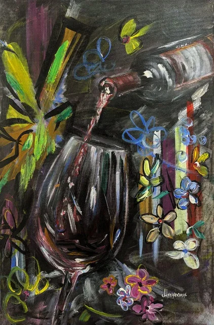 After the First Pour — original impressionist oil painting by Volodymyr Myriyevskyy, 60 × 40 cm (24″ × 16″)