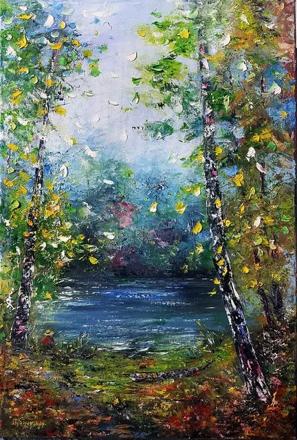 Small fisherman — original impressionist oil painting by Volodymyr Myriyevskyy, 40 × 60 cm (16″ × 24″)
