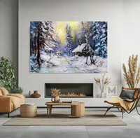 Cabin in the Snowbound Forest — original impressionist oil painting by Volodymyr Myriyevskyy, 60 × 40 cm (24″ × 16″) — photo 2