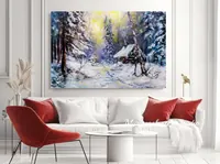 Cabin in the Snowbound Forest — original impressionist oil painting by Volodymyr Myriyevskyy, 60 × 40 cm (24″ × 16″) — photo 6