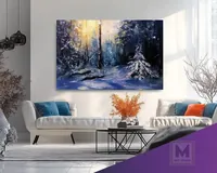 Winter Forest, Snow-Covered Fir — original impressionist oil painting by Volodymyr Myriyevskyy, 60 × 40 cm (24″ × 16″) — photo 3