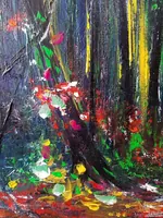 Mystical Forest, Night Blossoms — original impressionist oil painting by Volodymyr Myriyevskyy, 60 × 40 cm (24″ × 16″) — photo 6