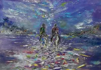 Riding a horse — original oil painting by Volodymyr Myriyevskyy