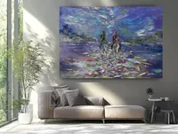 Riding a horse — original impressionist oil painting by Volodymyr Myriyevskyy, 70 × 50 cm (28″ × 20″) — photo 4