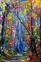 Enchanted Autumn Forest — original impressionist oil painting by Volodymyr Myriyevskyy, 40 × 60 cm (16″ × 24″) — photo 1
