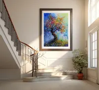 Tree in Light — original impressionist oil painting by Volodymyr Myriyevskyy, 50 × 70 cm (20″ × 28″) — photo 5