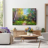 Sunny forest — original impressionist oil painting by Volodymyr Myriyevskyy, 70 × 50 cm (28″ × 20″) — photo 2
