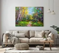 Sunny forest — original impressionist oil painting by Volodymyr Myriyevskyy, 70 × 50 cm (28″ × 20″) — photo 6