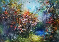 Bloom Path to Water — original oil painting by Volodymyr Myriyevskyy