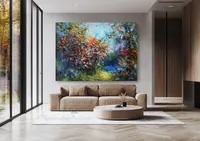 Bloom Path to Water — original impressionist oil painting by Volodymyr Myriyevskyy, 70 × 50 cm (28″ × 20″) — photo 3