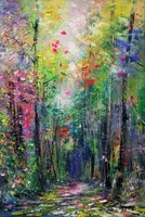 Deep Forest Path — original impressionist oil painting by Volodymyr Myriyevskyy, 40 × 60 cm (16″ × 24″) — photo 1