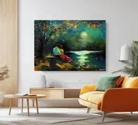 Couple under the moon — original impressionist oil painting by Volodymyr Myriyevskyy, 70 × 50 cm (28″ × 20″) — photo 5