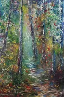 Forest path — original oil painting by Volodymyr Myriyevskyy