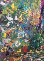 Forest path — original impressionist oil painting by Volodymyr Myriyevskyy, 40 × 60 cm (16″ × 24″) — photo 3