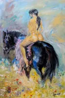 Nude Woman on Horseback — original oil painting by Volodymyr Myriyevskyy