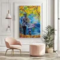 Couple standing by the lake — original impressionist oil painting by Volodymyr Myriyevskyy, 40 × 60 cm (16″ × 24″) — photo 2
